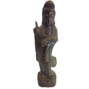 Vintage Chinese Buddhist Goddess Guanyin  Sculpture Hand Carved Wood